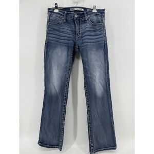 BKE Carter Jeans Mens 31R Blue Straight Leg Distressed Stretch Denim